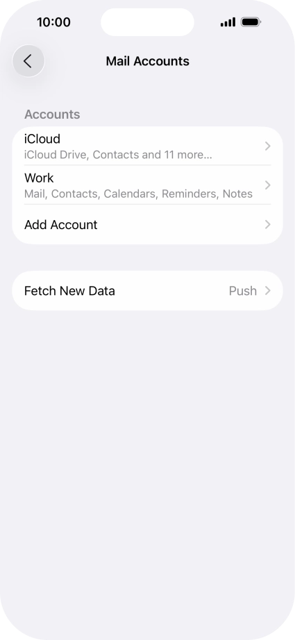 Press the name of the Exchange email account you've just set up.