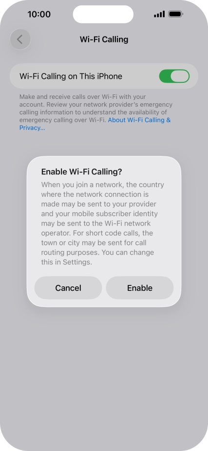 If you turn on the function, press Enable.
