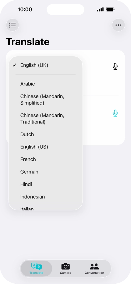 Press the required source language.