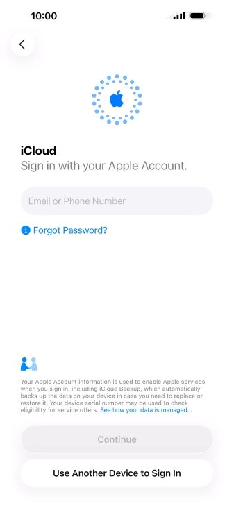Press Email or Phone Number and key in the username for your Apple Account.