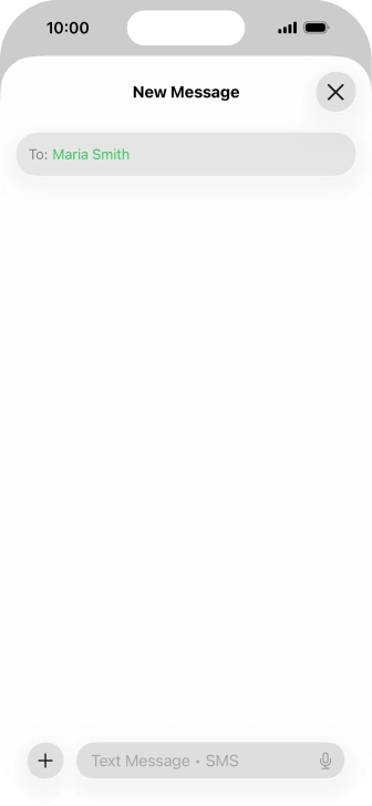 Press the text input field and write the text for your text message.