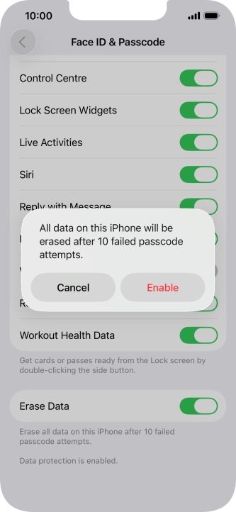 If you turn on the function, press Enable.