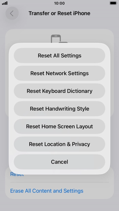 Press Reset All Settings. Press Reset All Settings.