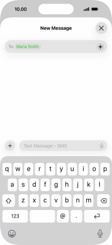 Press the text input field and write the text for your text message.
