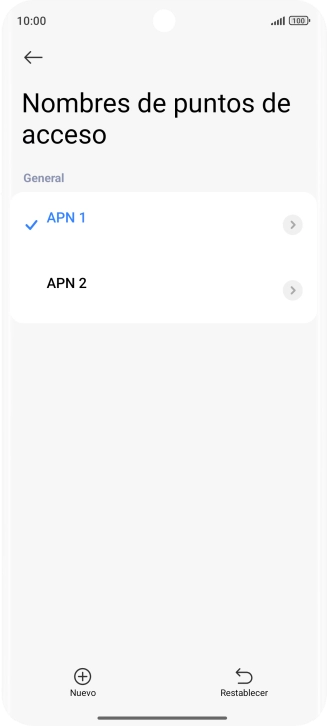 Pulsa la conexión de datos deseada para activarla.