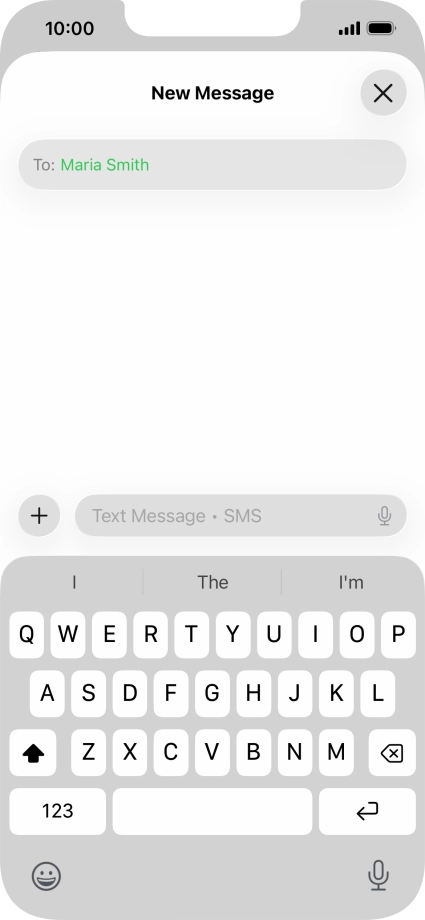 Press the microphone icon and say the required text.