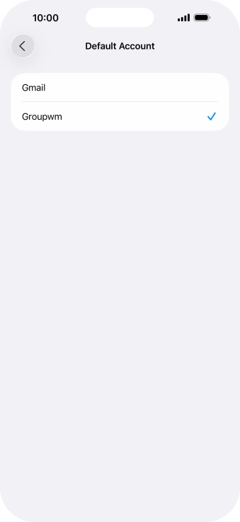 Press the required email account to select the email account as your default account.
