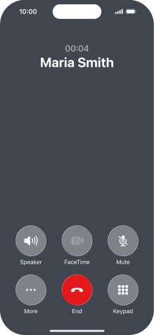 Press the end call icon to end the call and return to the home screen.