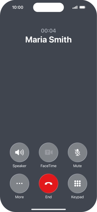 Press the end call icon to end the call and return to the home screen.
