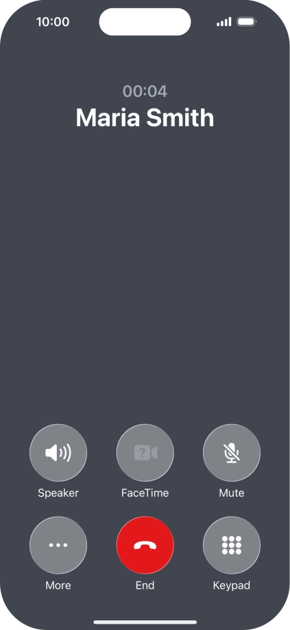 Press the end call icon to end the call and return to the home screen.