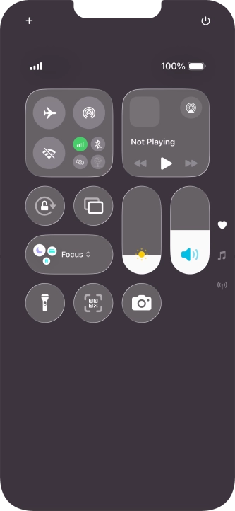 Slide your finger up or down on the screen to select the required Control Centre page.