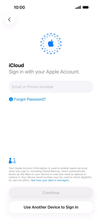 Press Email or Phone Number and key in the username for your Apple Account.