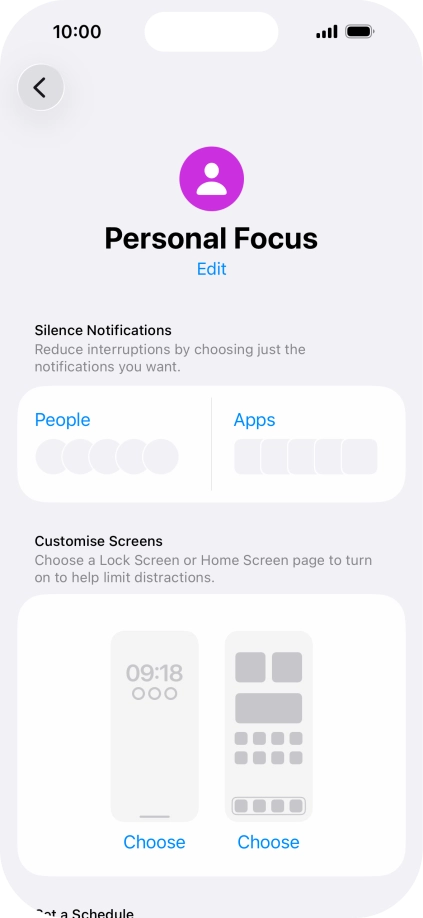 Press People and follow the instructions on the screen to select which contacts you would like to receive calls and notifications from when the selected focus mode is active. Press People and follow the instructions on the screen to select which contacts you would like to receive calls and notifications from when the selected focus mode is active.
