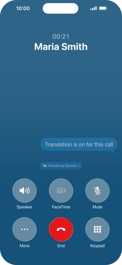 Press Translating ‹language› and follow the instructions on the screen to select language display or exit Live Translation.
