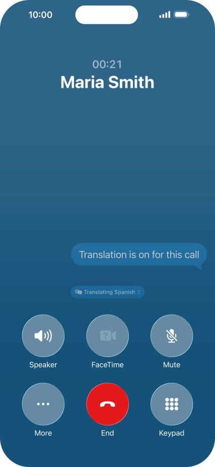 Press Translating ‹language› and follow the instructions on the screen to select language display or exit Live Translation.