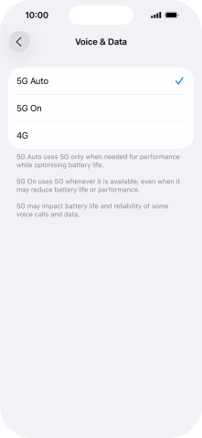 To turn on automatic switch between 5G and 4G, press 5G Auto.