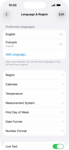 To subsequently select another language as the default language, press the move icon next to the required language and drag it to the top of the list. To subsequently select another language as the default language, press the move icon next to the required language and drag it to the top of the list.