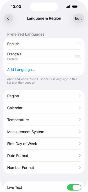 To subsequently select another language as the default language, press the move icon next to the required language and drag it to the top of the list. To subsequently select another language as the default language, press the move icon next to the required language and drag it to the top of the list.