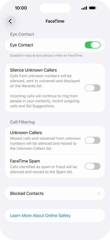 Press Blocked Contacts.