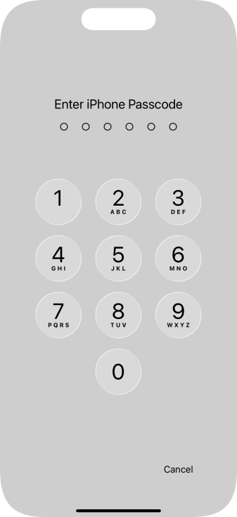 Use the phone lock code you created.