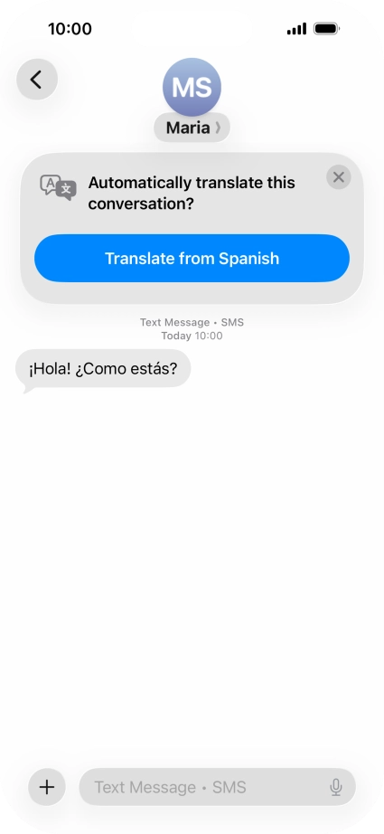 Your phone automatically detects a foreign language and suggests translating the conversation.