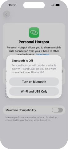 If Wi-Fi is turned on, press Wi-Fi and USB Only.