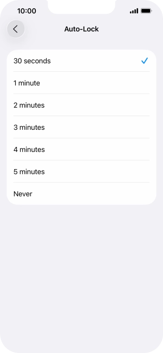 Press the required setting.