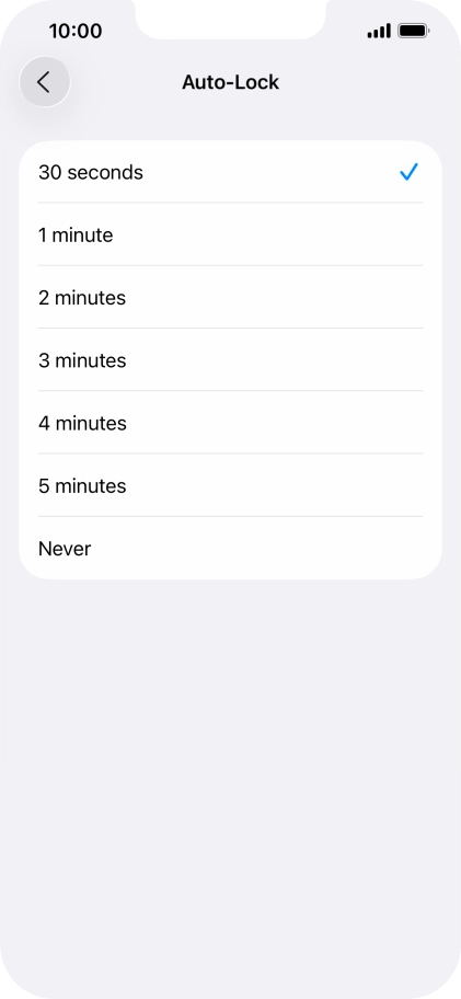 Press the required setting.