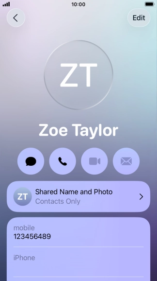 Press Shared Name and Photo.