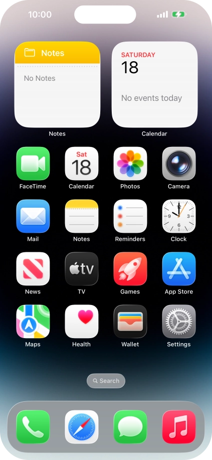 The battery charging icon shows that the battery is charging.
