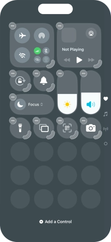 Press Add a Control and follow the instructions on the screen to add the required function to Control Centre.