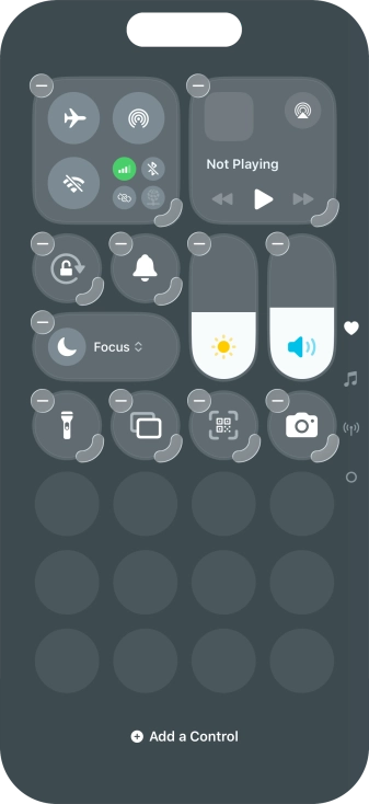 Press Add a Control and follow the instructions on the screen to add the required function to Control Centre.