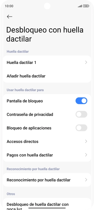 Pulsa el indicador junto a los ajustes deseados para activarlos o desactivarlos. Pulsa el indicador junto a los ajustes deseados para activarlos o desactivarlos.