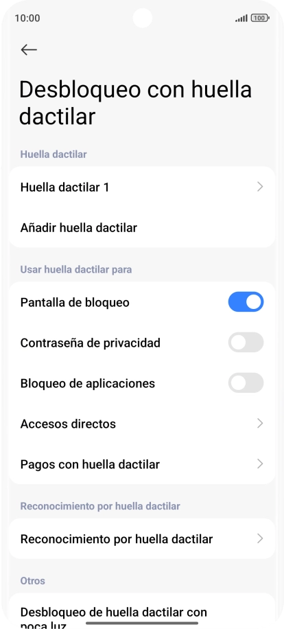 Pulsa el indicador junto a los ajustes deseados para activarlos o desactivarlos. Pulsa el indicador junto a los ajustes deseados para activarlos o desactivarlos.