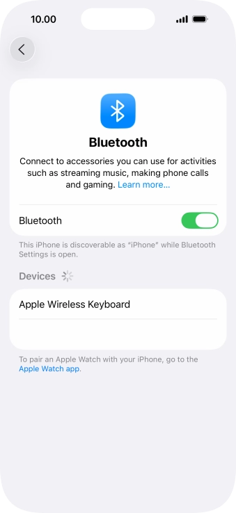 Press the required Bluetooth device and follow the instructions on the screen to pair the device with your phone.