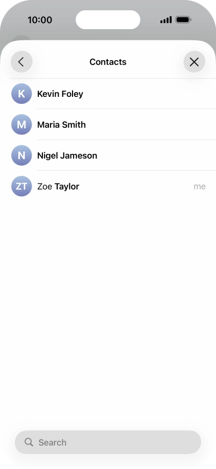 Press the required contact. Press the required contact.