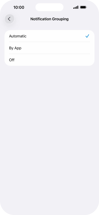 Press the required setting.