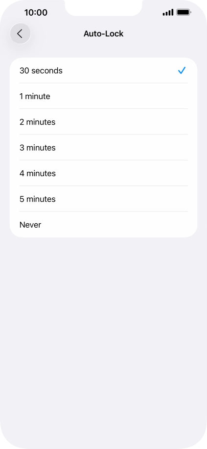 Press the required setting.