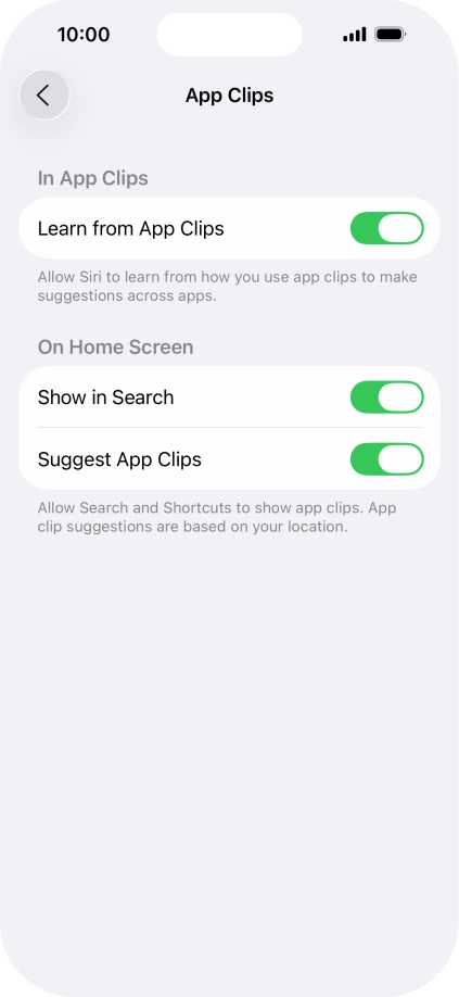 Press the indicators next to the required settings to turn them on or off. Press the indicators next to the required settings to turn them on or off.