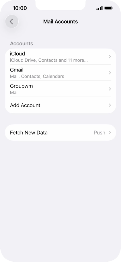 Press the name of the email account you've just set up.