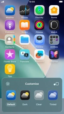Press the required setting to select the size of app icons on the home screen.