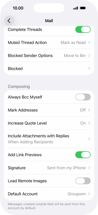 Press Default Account.