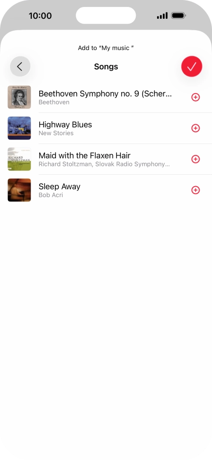 Go to the required category and press the add icon next to the required audio file.