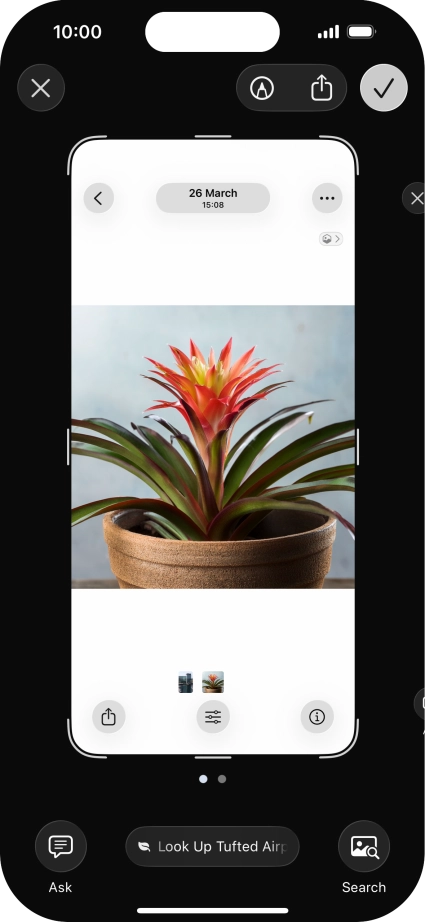 To use visual intelligence via screenshot, take a screenshot and follow the instructions on the screen to use the function. To use visual intelligence via screenshot, take a screenshot and follow the instructions on the screen to use the function.