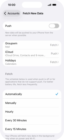 If you turn off the function, press the required setting.