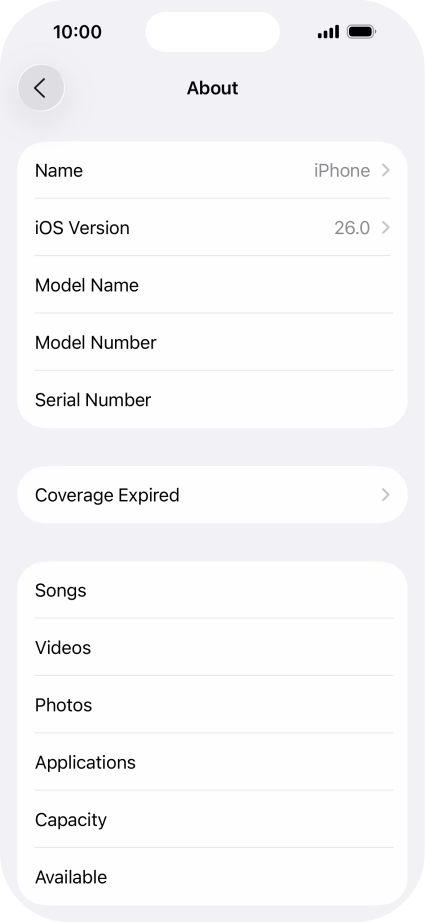 Your phone's software version is displayed next to iOS Version. Your phone's software version is displayed next to iOS Version.