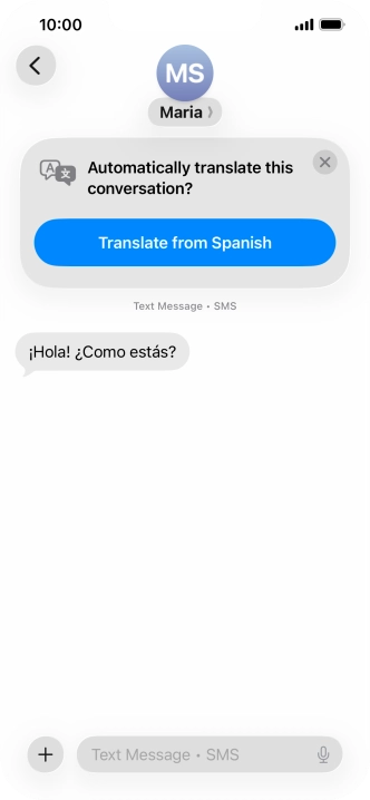 Your phone automatically detects a foreign language and suggests translating the conversation.