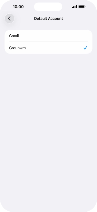 Press the required email account to select the email account as your default account.