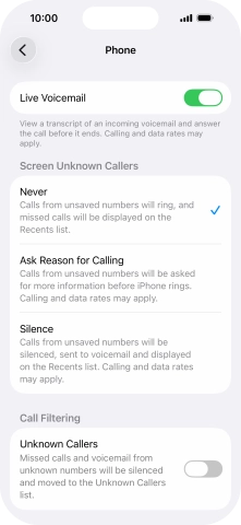 Press Silence to turn on the function.