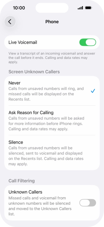 Press Silence to turn on the function.